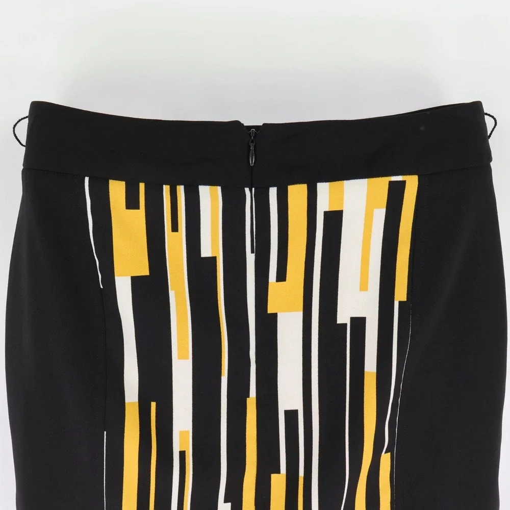 Worthington Short Skirt Lined Straight Womens Size 6 Black Yellow White Back Zip